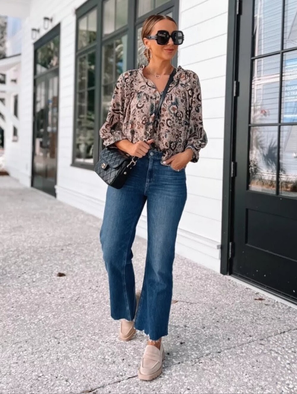 Evereve Paisley Button-Front Blouse XS